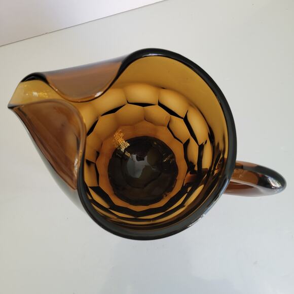 Vintage Viking Glass Pitcher Chestnut Georgian Honeycomb Ice Lip Mid Century - Picture 6 of 11